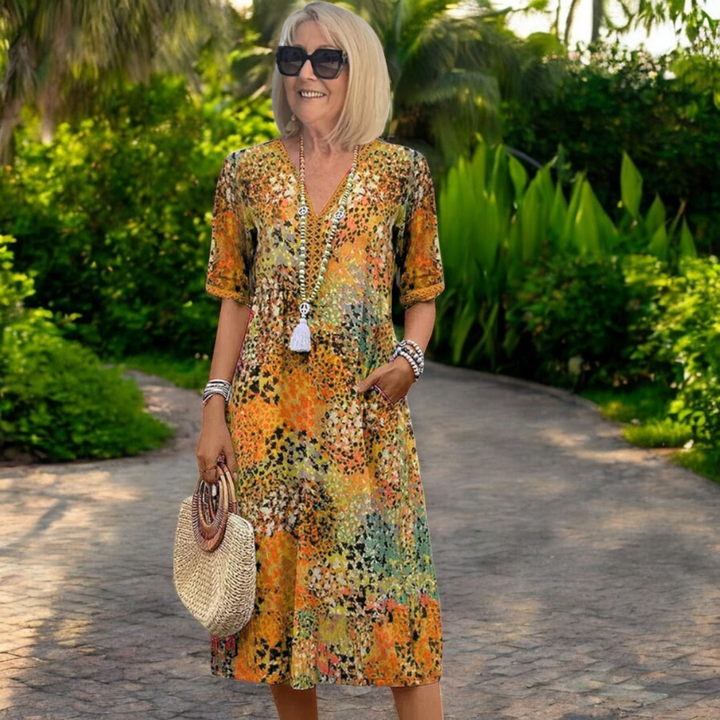 Levoire | Robe D'Été Vintage Pour Femme Orange