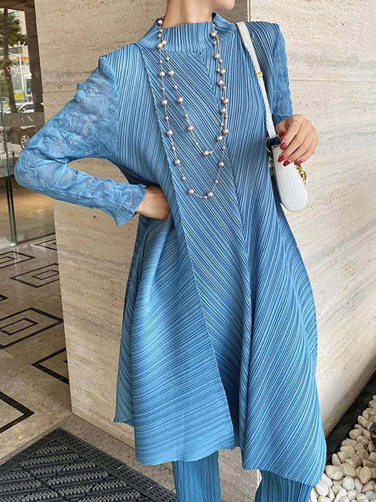 Levoire | Costume Plissé Sur Mesure Avec Stretch Moyen Classique Et Élégant Liquidation Bleu ciel Une taille