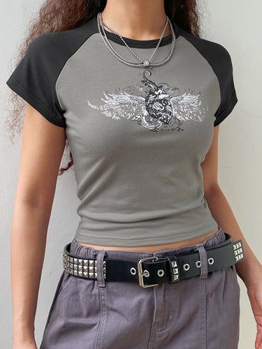 Levoire | Spice Girls Plongeante Manche Tee Imprimé Slim Court Halterneck Col Rond Top