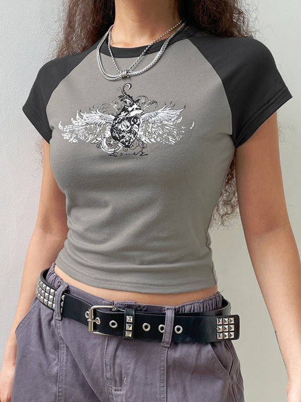 Levoire | Spice Girls Plongeante Manche Tee Imprimé Slim Court Halterneck Col Rond Top