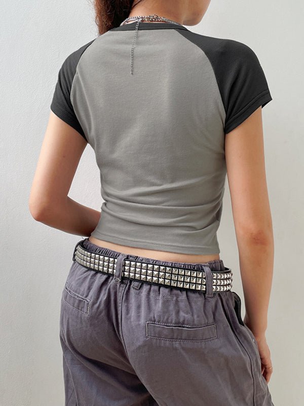 Levoire | Spice Girls Plongeante Manche Tee Imprimé Slim Court Halterneck Col Rond Top