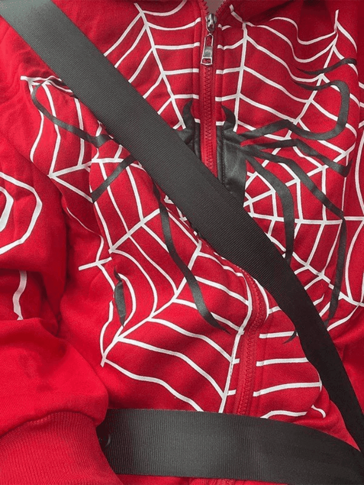 Levoire | Impression Araignée Zipup Sweat À Capuche
