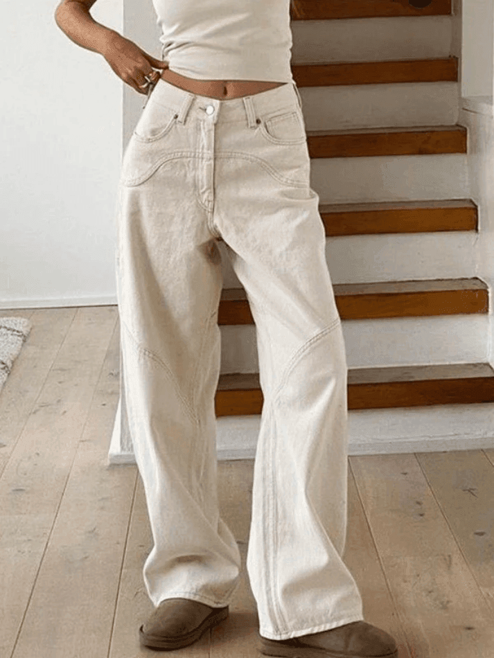 Levoire | Splice Couleur Droite Cargo Jeans Beige