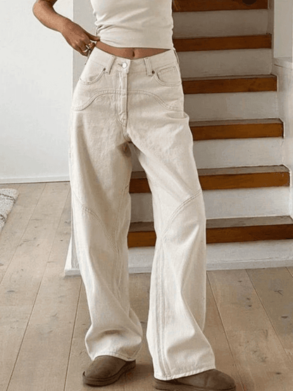 Levoire | Splice Couleur Droite Cargo Jeans Beige