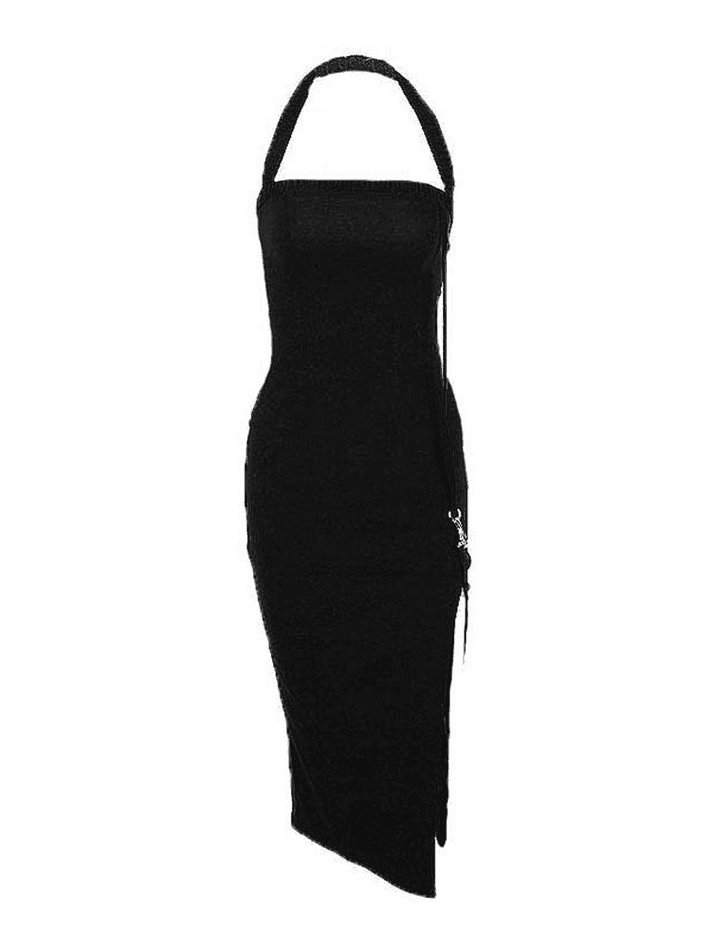 Levoire | Robe Maxi À Col Halter Fendue Noir