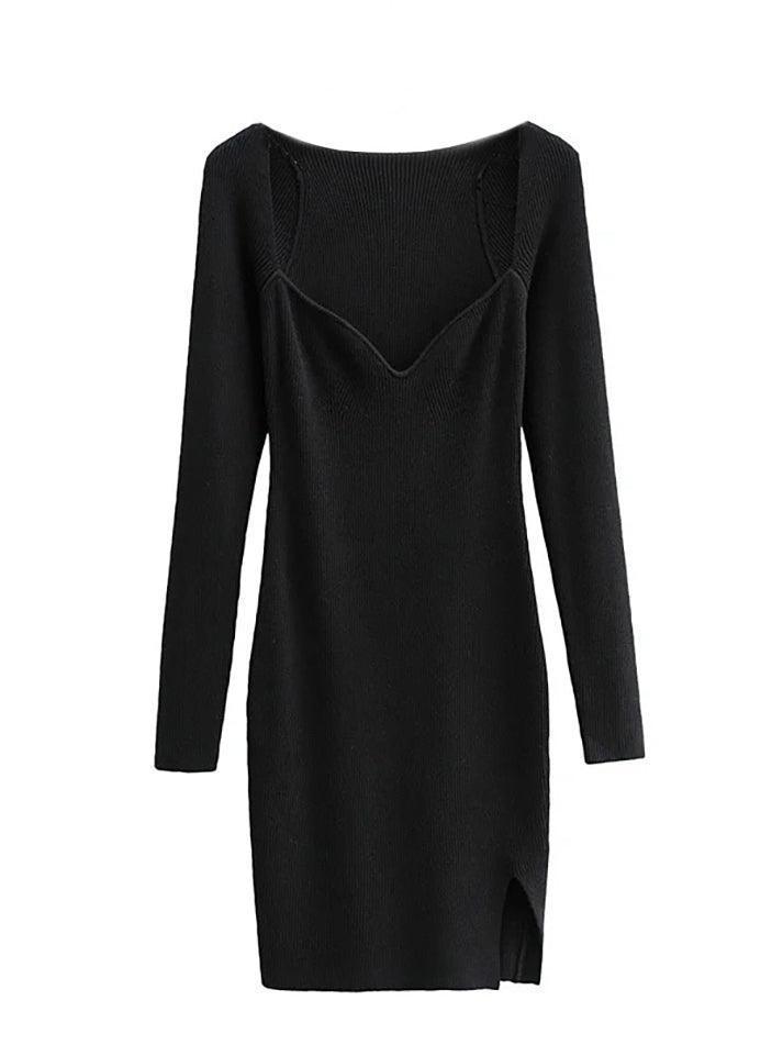 Levoire | Robe Mini Tricot À Manches Longues Déchirée