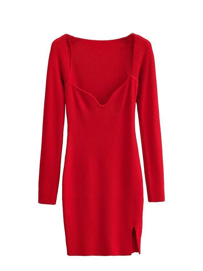 Levoire | Robe Mini Tricot À Manches Longues Déchirée