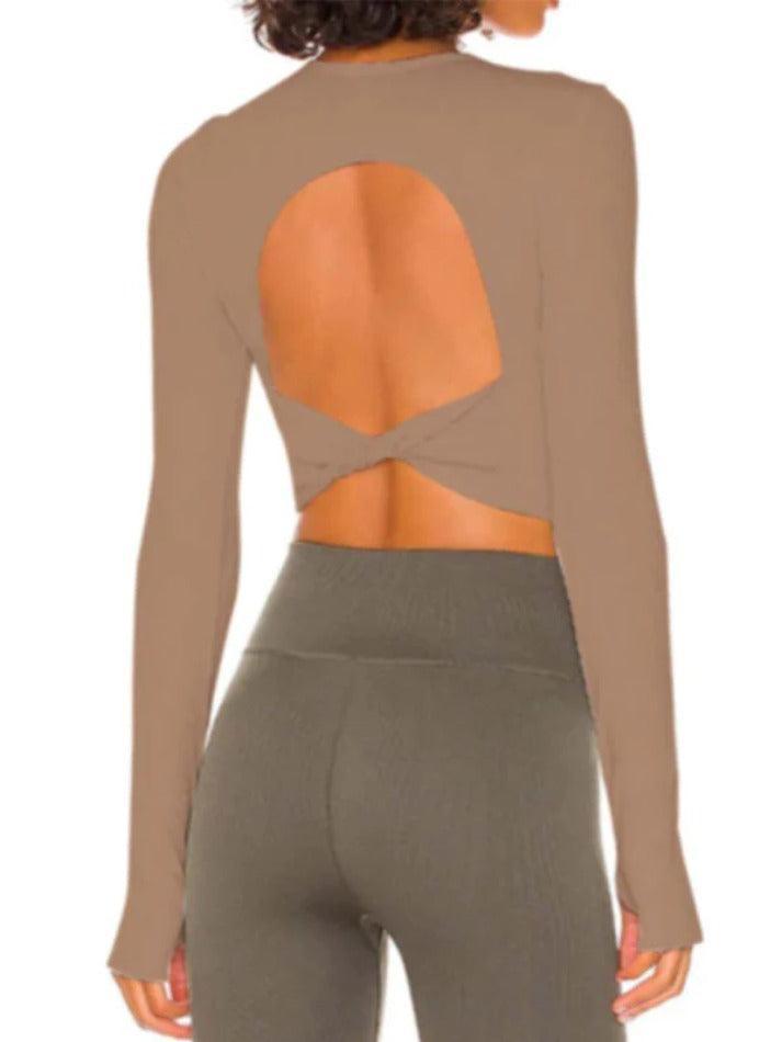 Levoire | T-Shirt À Manches Longues Unicolore À Dos En Rib Pour Le Sport Kaki