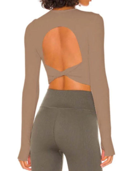 Levoire | T-Shirt À Manches Longues Unicolore À Dos En Rib Pour Le Sport Kaki