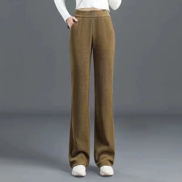 Levoire | Pantalons Décontractés À Jambes Larges Et Taille Élastique Poches Latérales Braun