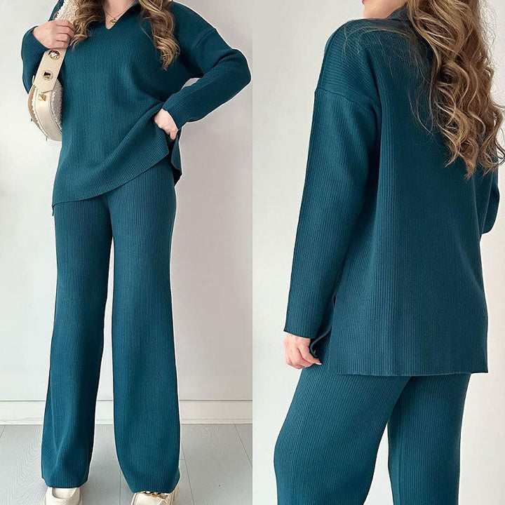 Levoire | Ensemble De Loisir Deux Pièces Avec Décolleté En V Et Fente Vert