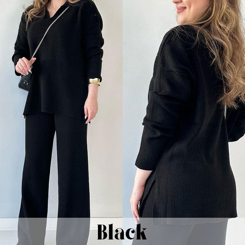 Levoire | Ensemble tricot à deux pièces avec décolleté en V Noir