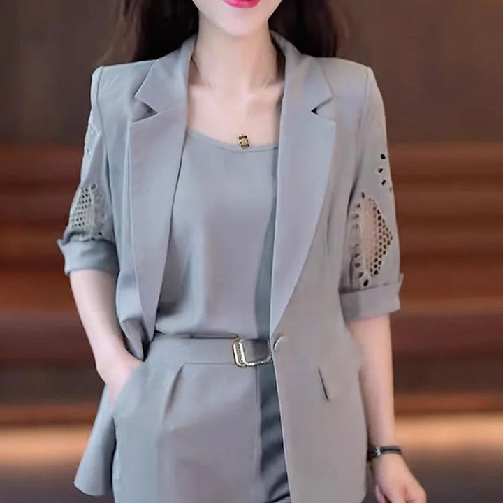 Levoire | Blazer Ensemble À 3 Pièces Moderne Et Élégant Pour Femmes Gris