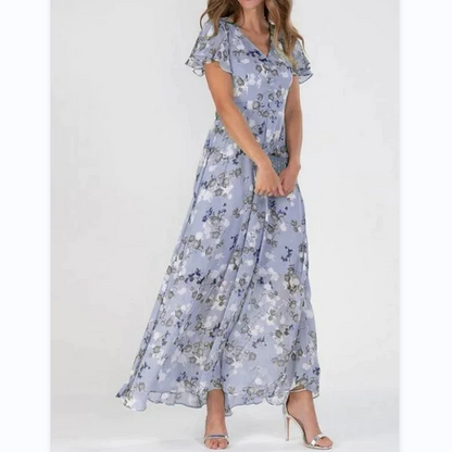 Levoire | Robe Longue Avec Manches Courtes Et Motif Floral