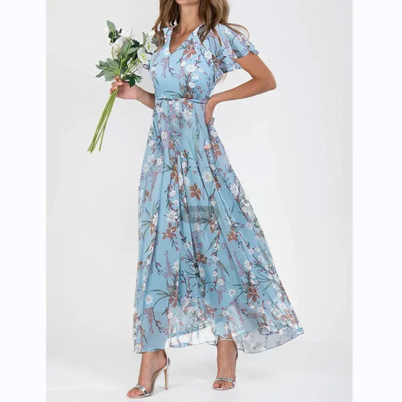 Levoire | Robe D'Été Sans Bretelles Décontractée Tunique Col Rond Bleu clair