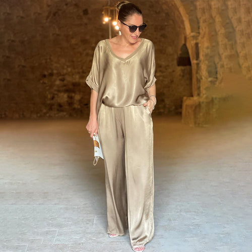 Levoire | Ensemble Élégant En Tweed Surdimensionné Brillant Avec Décolleté En V