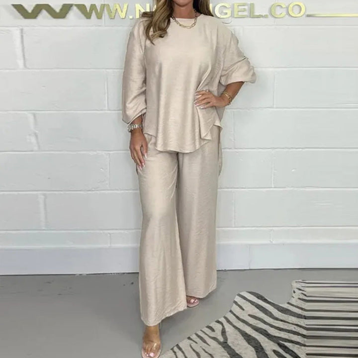 Levoire | Set Topmanches Longues Et Pantalon Haute Taille Champagne