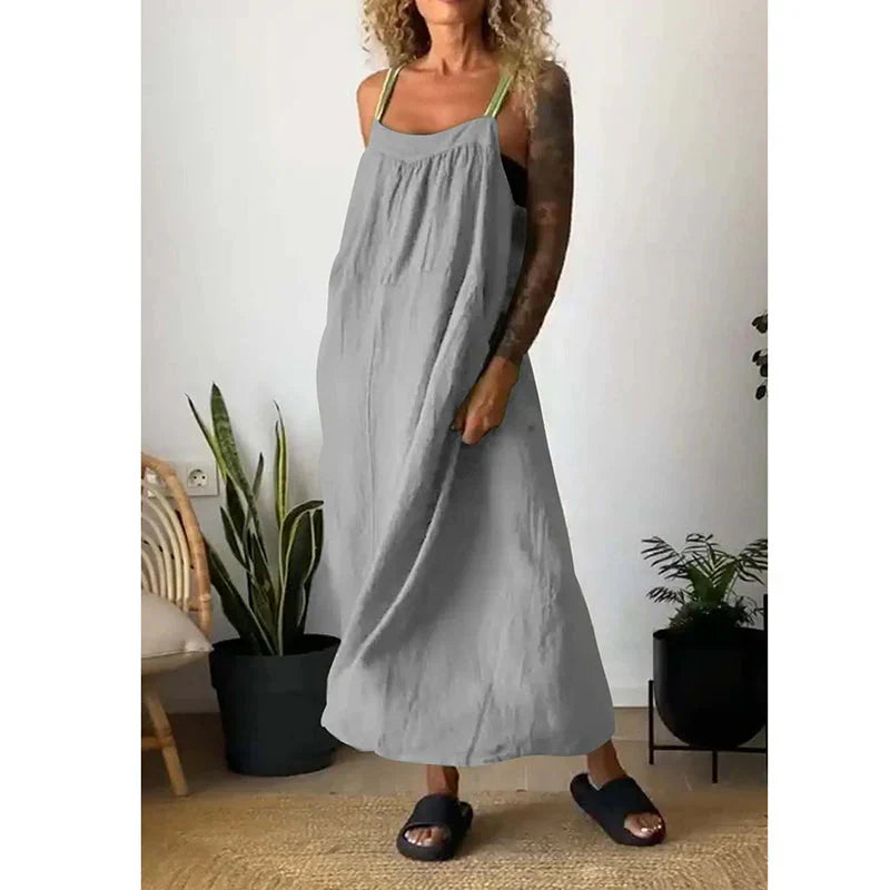 Levoire | Robe Maxi Décontractée En Lin Gris