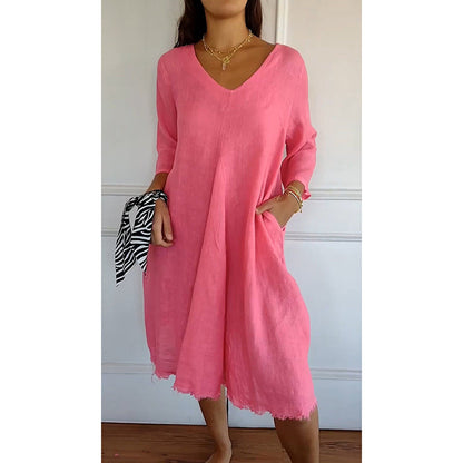 Levoire | Col en V poches latérales robe Rose