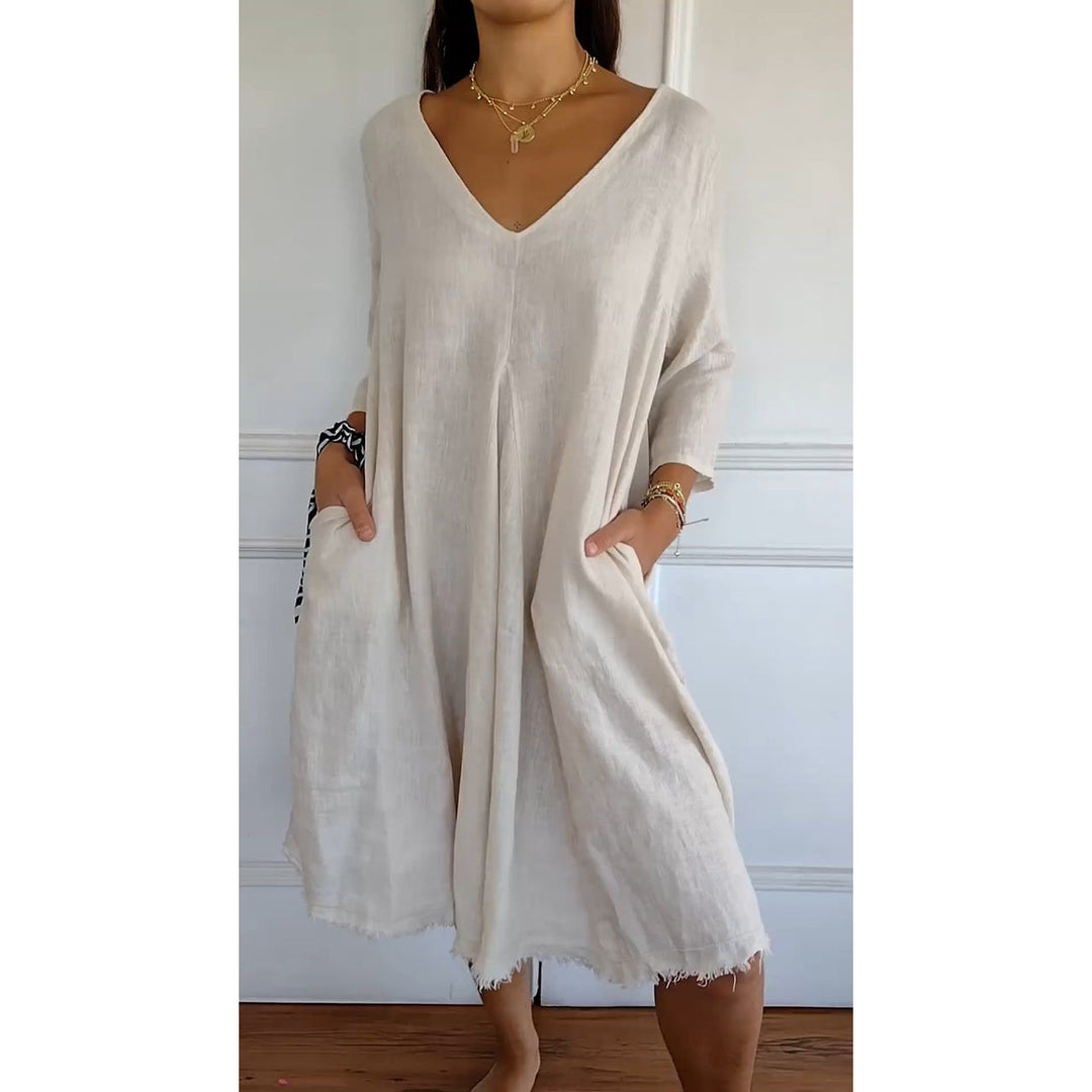 Levoire | Col en V poches latérales robe Abricot
