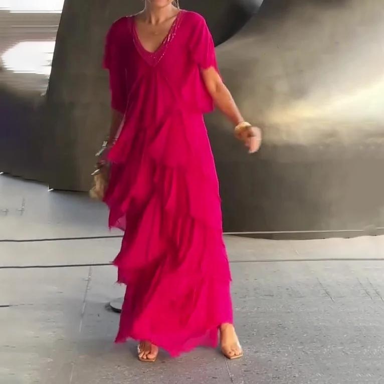 Levoire | Élégant Robe Longue Avec Décolleté Pour Femmes Rosenrot