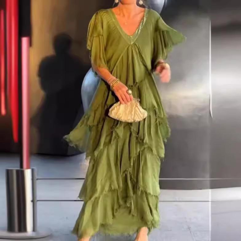 Levoire | Élégant Robe Longue Avec Décolleté Pour Femmes Vert