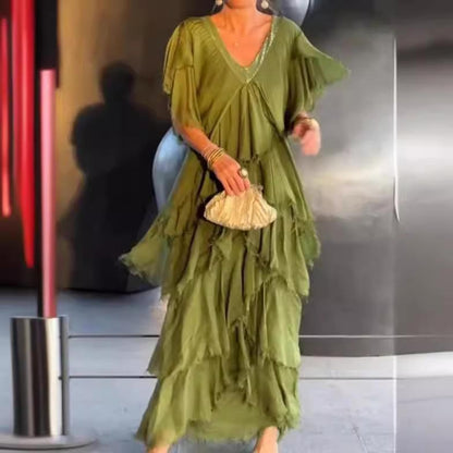 Levoire | Élégant Robe Longue Avec Décolleté Pour Femmes Vert