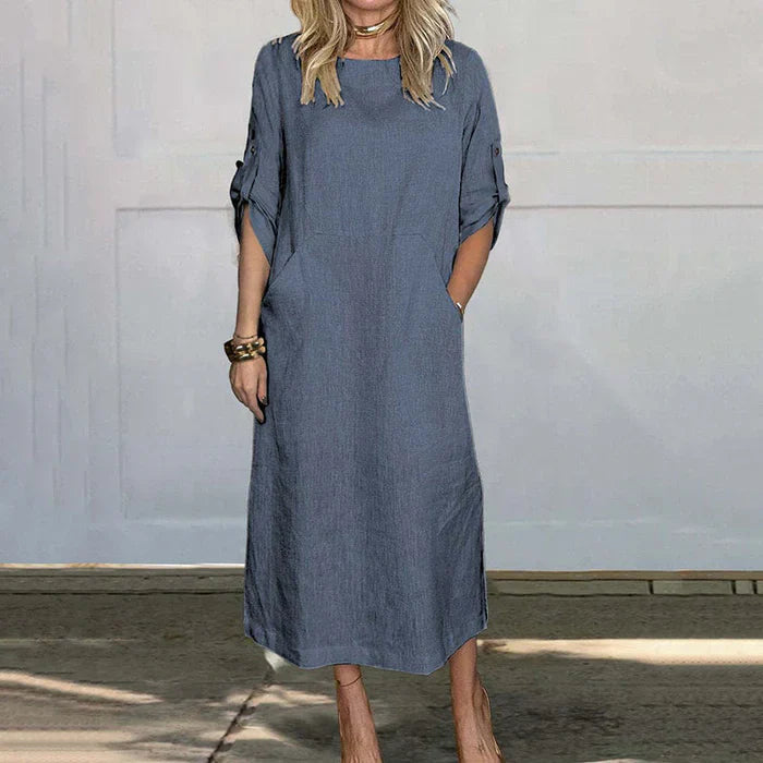 Levoire | Robe Longue Décontractée Minimaliste Denim bleu
