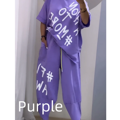 Levoire | Ensemble De Deux Pièces T-Shirt Et Pantalon Pour Femmes Violet