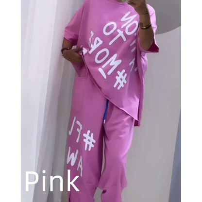 Levoire | Ensemble De Deux Pièces T-Shirt Et Pantalon Pour Femmes Rose