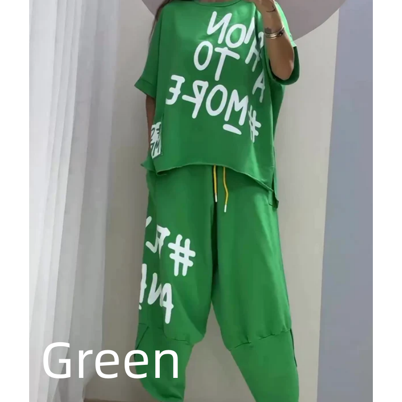Levoire | Ensemble De Deux Pièces T-Shirt Et Pantalon Pour Femmes Vert