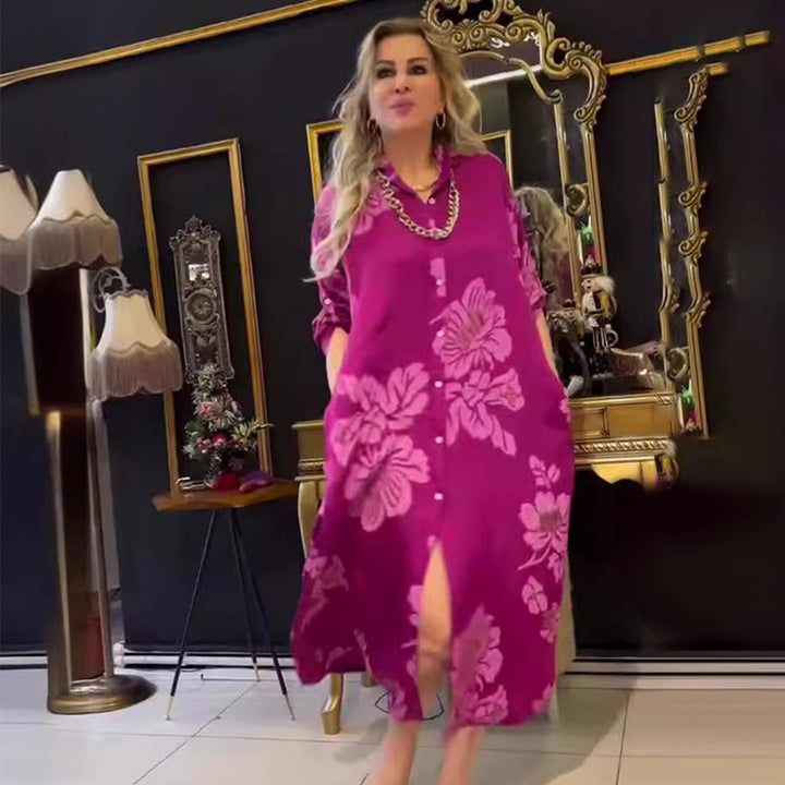 Levoire | Robe Maxi À Manches Longues Décontractée Rosa