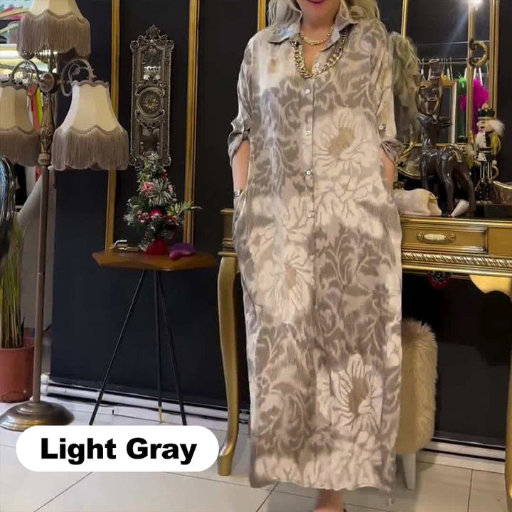 Levoire | Robe Maxi T-Shirt Décontractée À Manches Longues Pour Femmes Gris clair