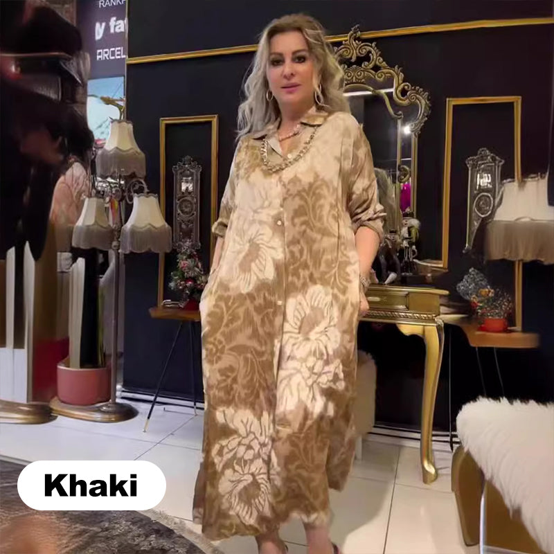 Levoire | Robe Maxi T-Shirt Décontractée À Manches Longues Pour Femmes Kaki