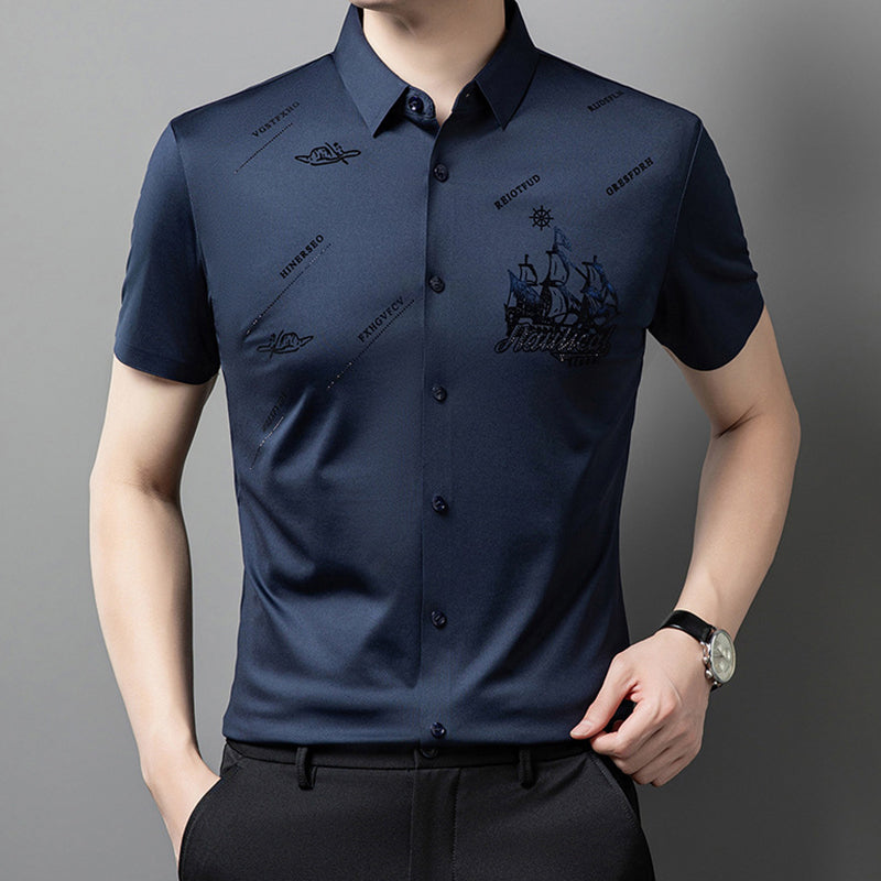 Levoire | Chemise à manches courtes avec boutons Bleu foncé