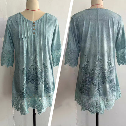 Levoire | Robe En Dentelle À Manches Mi-Longues Et Col V Pour Femmes