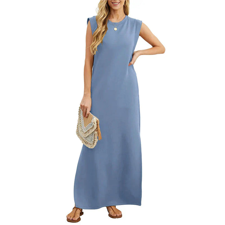 Levoire | Élégante Robe Maxidress Sans Manches Bleu