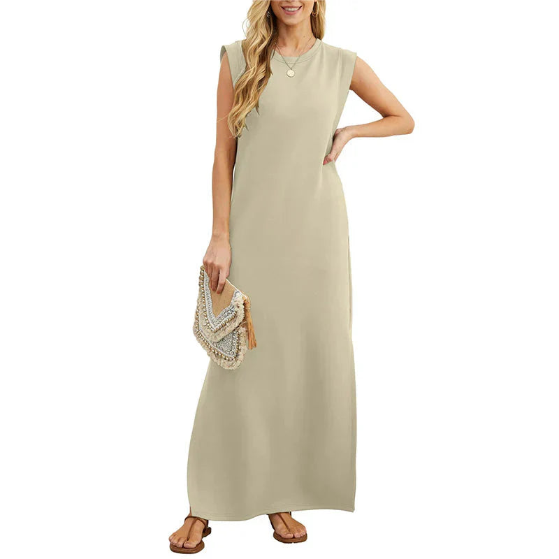 Levoire | Élégante Robe Maxidress Sans Manches Khaki