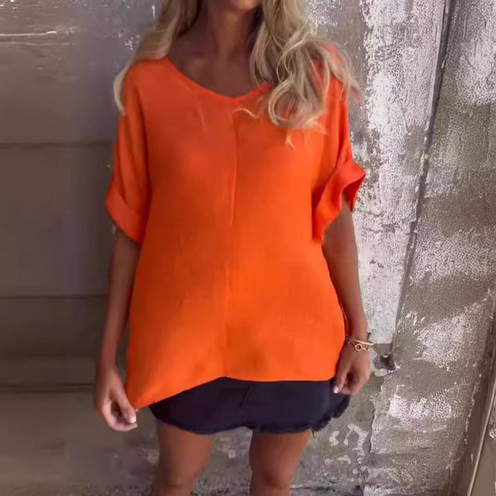 Levoire | T-Shirt Avec Col En V Orange