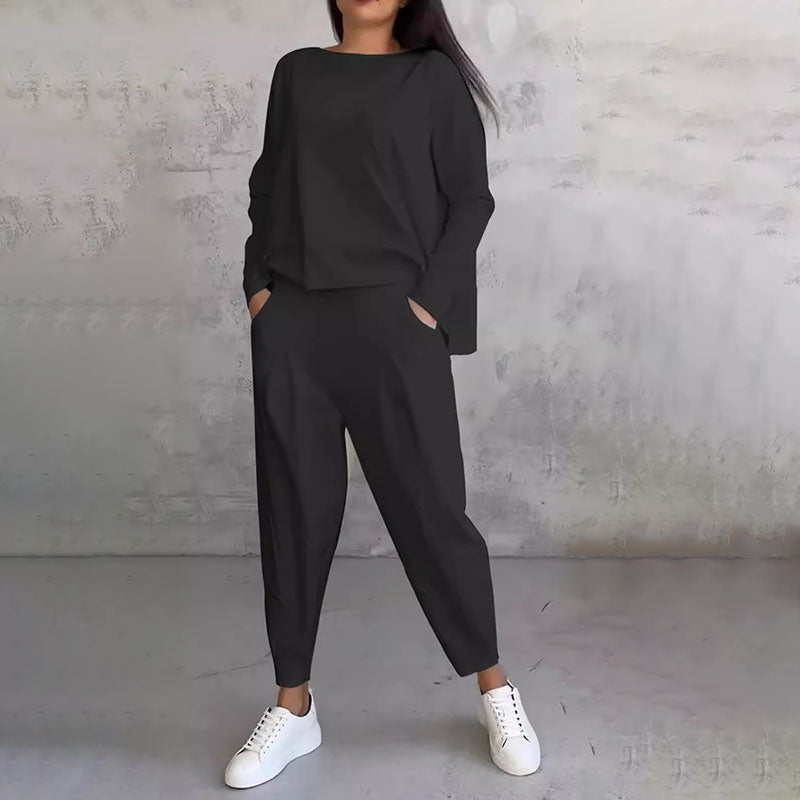 Levoire | Haut à manches longues et ensemble de pantalons Noir