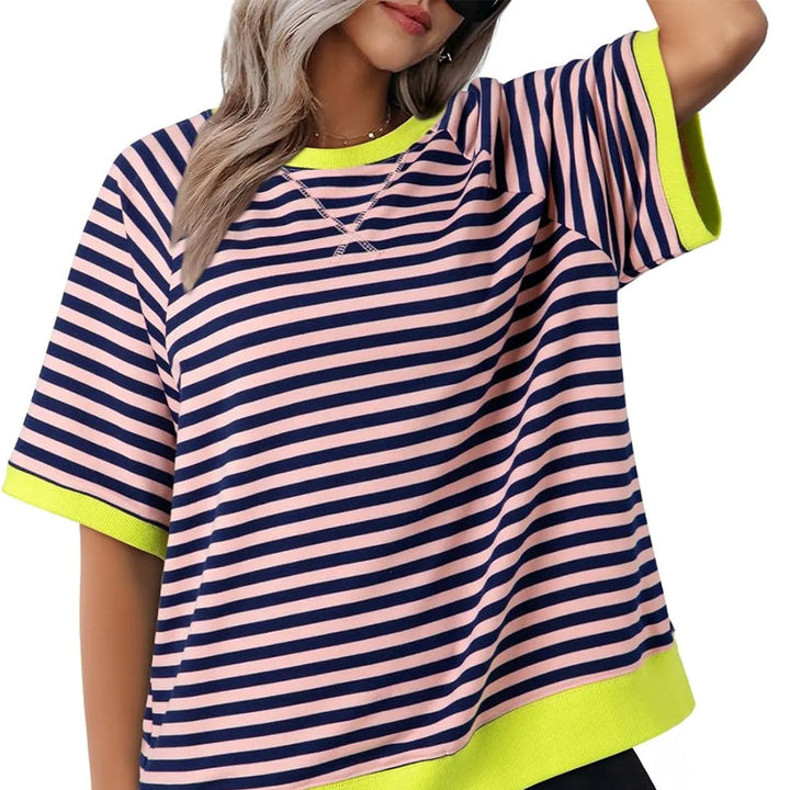 Levoire | T-shirt rayé ample Rosa + Jaune