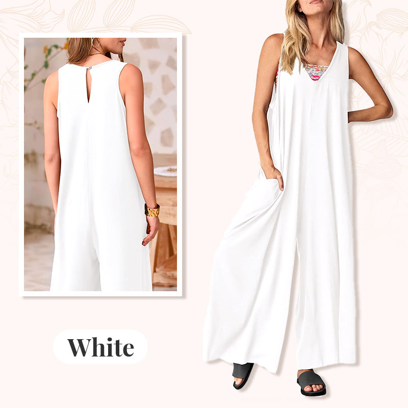 Levoire | Plage Robe À Décolleté En V Sans Bretelles À Jambes Larges Pour Femmes Blanc