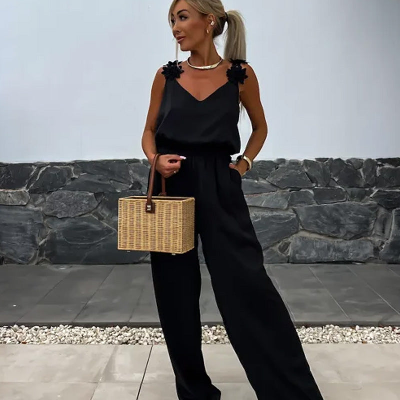 Levoire | Combinaison sans bretelles avec jambe large Noir
