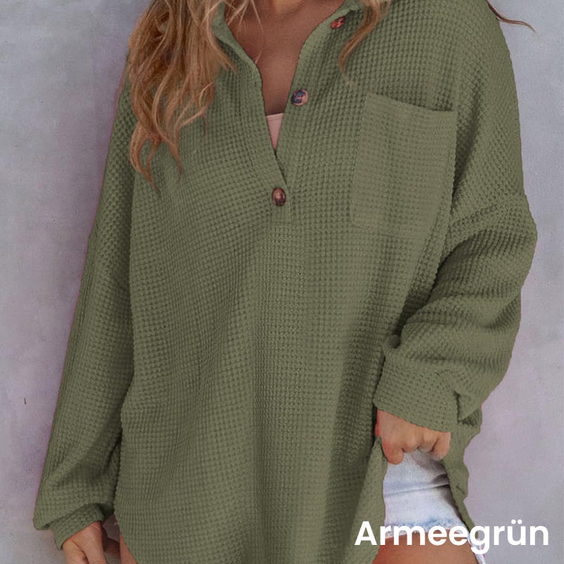 Levoire | Pull à col en V en tricot Vert de l'armée