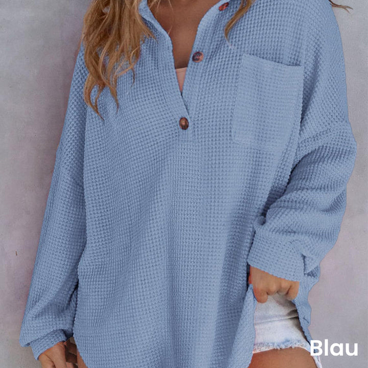 Levoire | Pull à col en V en tricot Bleu