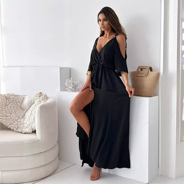 Levoire | Robe Fendue Élégante Et Sensuelle Noir