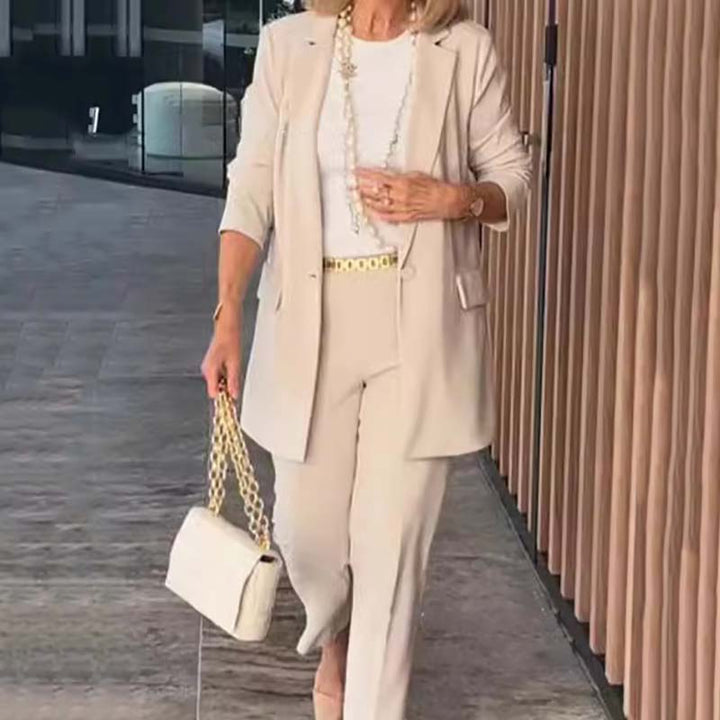 Levoire | Légante Ensemble Deux Pices Blazer Et Pantalon Beige