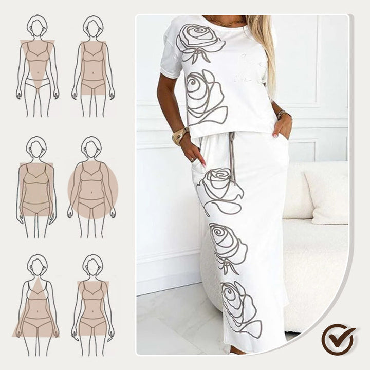 Levoire | Élégantes Deux Pièces Ensemble Motif Floral Femmes
