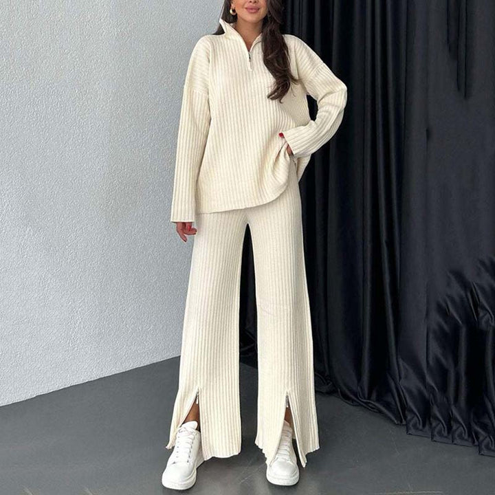 Levoire | Robe en maille avec fermeture éclair Beige