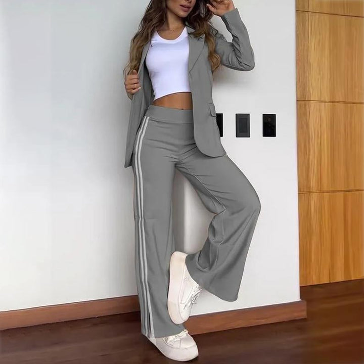 Levoire | Blazer Avec Revers En Kerber Et Pantalon Avec Jambe Large Ensemble Gris foncé
